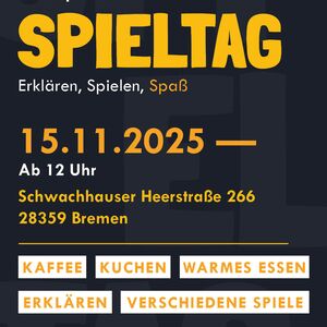 Spieletag in Bremen am 16.11.2024! Gemeinsam spielen - Spaß haben - Freunde treffen!  Mit Brett- und Kartenspielen, Puzzle und mehr. Für alle ab 6 Jahren, mit und ohne Behinderung.
