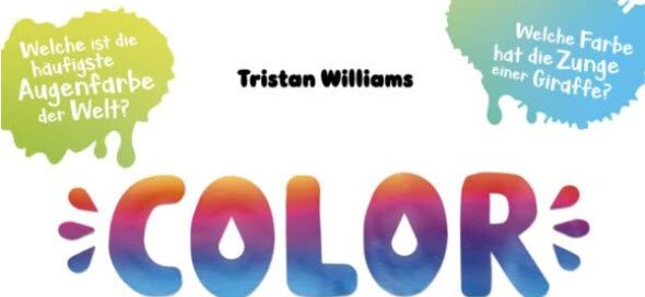 Der Karton ist weiß und in runden, bunten Buchstaben steht mittig “Color Brain”. Darunter in schwarz “Das Partyquiz für Farb(be)kenner.